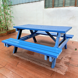 Hiện Đại Mộc Mạc Ngoài Trời Ăn Uống Đặt Cho Nhà Bếp Phòng Khách Trường Vườn Patio Đồ Nội Thất Nhựa Gỗ Ghế Bảng Trang Trại Biệt Thự - Product Image 5