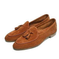 Chaussures Mocassins OME Langdo en Daim/Cuir Nubuck pour Hommes, Sur Mesure avec Pompons, Imperméables, Respirantes, Fermeture à Chaussette à Carreaux