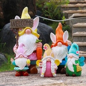 Adornos de Jardín Creativos con Diseño de Enanos de Dibujos Animados, Escultura de Resina de Duende de Bienvenida para Decoración de Interiores y Exteriores de Villas y Jardines - Product Image 1