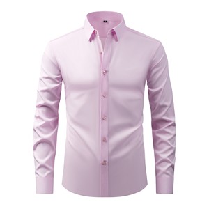 Chemise de travail formelle d'automne pour homme, chemise habillée en twill blanc, coupe ajustée, manches longues, sans repassage, chemise décontractée pour homme - Product Image 3