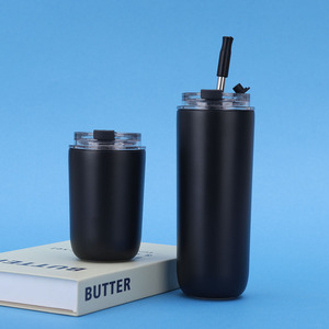 304 in acciaio inox portatile paglia tazza Anti-goccia sottovuoto isolato Thermos per ufficio Business moderno di alta apparenza per i viaggi - Product Image 6