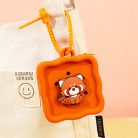 Gantungan Kunci Tas Bentuk Hewan Lucu Seri DIY Lubang Zipper Kartun Panda Kucing Calico Kelinci untuk Dompet Koin Earbud Barang Kecil Lembut