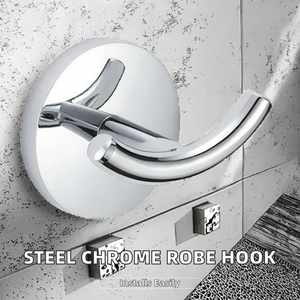 Homedec Современный настенный крючок для халатов и полотенец из нержавеющей стали с хромированным покрытием, <span class=keywords><strong>2</strong></span> крючка, простая установка, гарантия <span class=keywords><strong>3</strong></span> года - Product Image 2