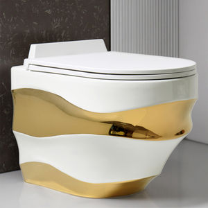 Nouvelle conception de <span class=keywords><strong>WC</strong></span> mural en céramique électro-plaqué, suspendu au mur, cuvette de toilette dorée - Product Image 1