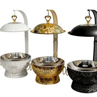 Chauffe-Plat Buffet Lefeng Gold 8.0L en Acier Inoxydable 201 Grande Capacité avec Contrôle Manuel de la Température et Chauffe-Plat à Alcool