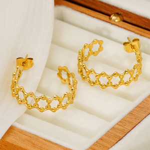 ZOGXIN Gold Geometric Hoop Earrings Stainless Steel C Shape For Women Fashion Jewelry - Product Image 4