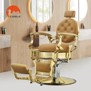 Chaises de <span class=keywords><strong>coiffure</strong></span> vintage en or, robustes, salon de <span class=keywords><strong>coiffure</strong></span> professionnel, chaise de barbier antique de luxe pour homme - Product Image 1