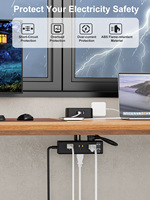 Multiprise de bureau double couche US avec 4 ports USB à charge rapide, fixation rotative pour bureau