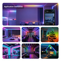 Tira de Luces LED COB RGB Inteligente Moderna con Control Remoto por Aplicación, Efecto de Color Dinámico, Sincronización con Música, para Ambiente y Decoración