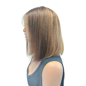 Peluca de Cabello Remy con Encaje Frontal Bob de Color Destacado, 180% de Densidad, Cabello Europeo Pequeño con Baby Hair, Pre-Plucked, Sin Pegamento, Envío Inmediato - Product Image 2