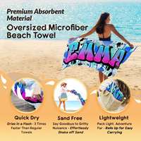 Custom Logo Printed Wholesale Soft Cozy Quick Dry Overside Microfiber Beach Towels Blanket Mat Shawl Polyester Eco-Friendly