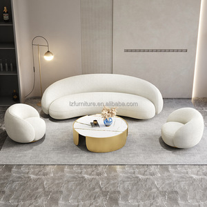 Sofá Curvo Minimalista de Lujo, Tela Bouclé Blanca, Sofá de 3 Plazas en Forma de Arco, Muebles Modernos para Sala de Estar, Sofás para Vestíbulo de Hotel - Product Image 3