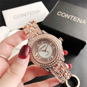 Reloj de platino Geneva a la moda para mujer, reloj de pulsera japonés movt al por mayor, relojes informales para estudiantes con banda de acero y diamantes de imitación para mujer - Product Image 6