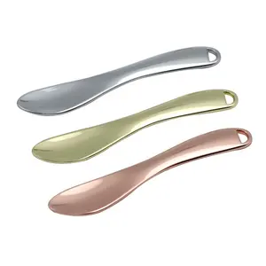 Cosmetic Scoop Beauty Makeup Mini 6.5cm Rose Gold Metal Cosmetic Spatulas Curved Facial Cream Scoop Spoon