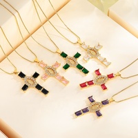 Collier pendentif croix en zircon plaqué or 18 carats de haute qualité, simple et tendance, pour femmes, fournisseur de mode chrétienne