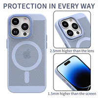 Coques de téléphone en métal PC avec protection d'appareil photo, maille magnétique perforée pour dissipation thermique, pour iPhone 13 14 15 16 17 Pro Max