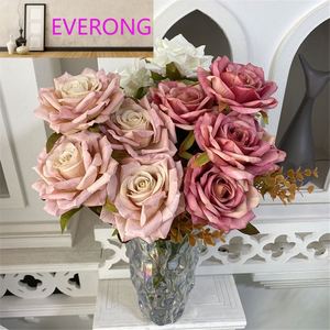 Vente en gros d'usine, grand bouquet de 7 roses <span class=keywords><strong>Hugo</strong></span>, diamètre 8 cm, artificielles, couleur automne, mariage, Halloween, Nouvel An, Saint-Valentin - Product Image 1