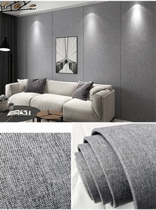 Papel Tapiz Autoadhesivo de Vinilo con Textura de Tela de Hotel, Espuma 3D, Lino Moderno, Impermeable, Adhesivo para <span class=keywords><strong>Pared</strong></span>, Papel Tapiz Impermeable para el Hogar - Product Image 3