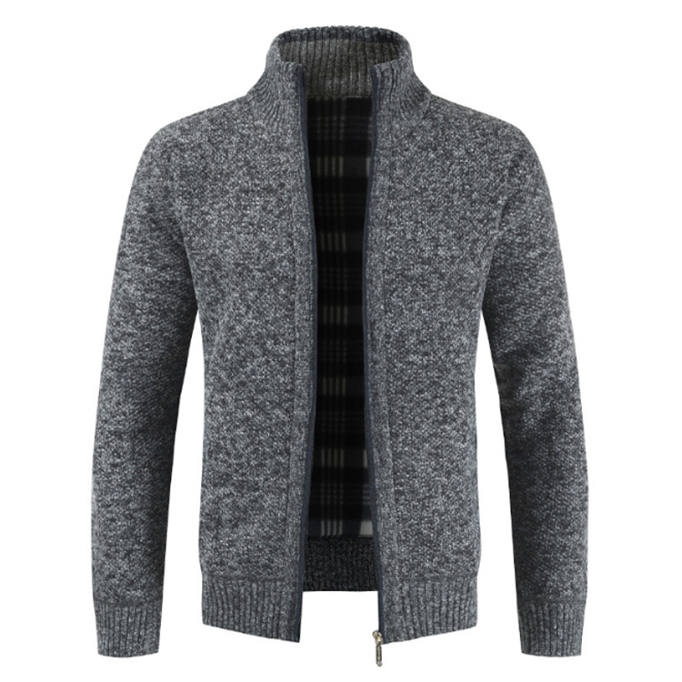 Мужской плотный свитер с воротником-стойкой, приталенный, осень/зима