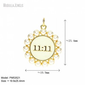 PM53547 moda chapado en oro esmalte 11:11 encanto colgantes cobre redondo Ángel número <span class=keywords><strong>1111</strong></span> colgante para la fabricación de joyas - Product Image 4