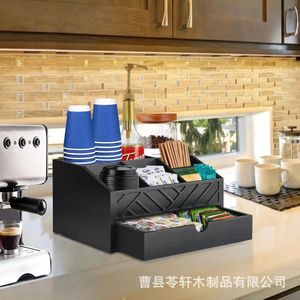 Caja organizadora de cosméticos negra para escritorio con cajones, organizador de herramientas de belleza, soporte para secador de pelo - Product Image 5
