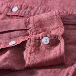 Chemise unisexe décontractée à manches longues en coton biologique et lin, personnalisable - Product Image 2