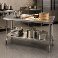 Table de restauration pliante double couche en acier inoxydable 304 de qualité commerciale avec revêtement autonettoyant, capacité de charge de 800 kg/m, portable
