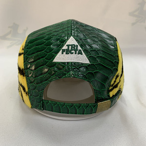 Casquette personnalisée à 5 panneaux non structurée, effet peau de crocodile, avec logo brodé intégral, style tigre rayé, <span class=keywords><strong>en</strong></span> cuir - Product Image 4