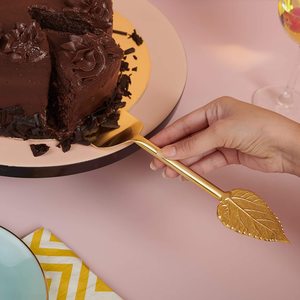 Metal Cake Server & Knife Set With Leaf Handle For Wedding Party Restaurant Home Hotel Gifting Purpose at Wholesale Price - Product Image 2