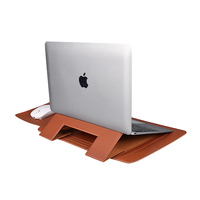 Sac Housse de Transport Fin et Étanche en Cuir PU pour Ordinateur Portable 13, 14, 15 Pouces avec Logo Personnalisé, Support et Tapis de Souris Intégrés pour Macbook