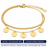 Bracelet double couche tendance en acier inoxydable plaqué or 18 carats de haute qualité pour femme, idéal pour les fêtes, cadeaux, vente en gros de bijoux