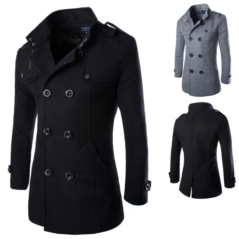 Wholesale Trendy Overcoat Woolen Long Coat Men Cardigan Sweater Coat Double-breasted Men Coats And Jackets