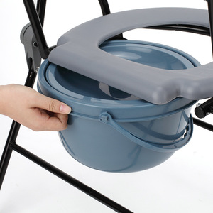 Folding <b>Commode</b> Chair Steel Frame <b>Portable</b> Toilet Seat For Elderly Disabled Bathroom Safety Equipment - Product Image 3