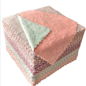 GG72 Microfiber Cloth Coral Velvet Dishtowels Household Cleaning Towel Double-Sided Absorbent Microfiber Kitchen Dish Cloth