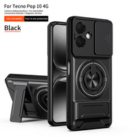 Nouvelle conception de support de charge magnétique sans fil, étui de protection pour téléphone portable Tecno POP 10 4G Smart 10 avec fenêtre coulissante