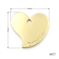Breloque de sac en métal en forme de cœur, design personnalisé de qualité, porte-clés en métal, breloque à fermoir, étiquette d'identification pour collier de chien, pendentif logo métallique