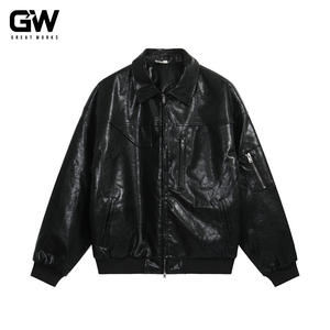 سترة بومبر أصلية 100% من الجلد الطبيعي طراز A1 للجنسين، بياقة واقفة على الطراز الياباني، تصميم نحيف بتقنية الغسيل، مناسبة للشتاء - Product Image 3