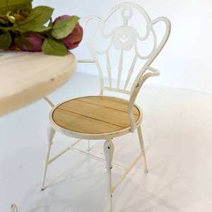 ART NEST INNOVA European Modern Rustic <b>White</b> Metal Frame Accent <b>Chair</b> Durable <b>Wooden</b> Seat Home Living Room Bar <b>Dining</b> <b>Chair</b> - Product Image 4