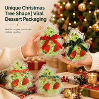 Boîte à dessert en plastique PET transparente, anti-fuite, de qualité alimentaire, pour mousse, pain, pâtisserie, cadeau, emballage de boulangerie, pour arbre de Noël