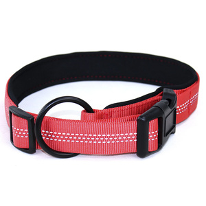 소형 중형 대형견을 위한 편안한 네오프렌 패딩이 있는 헤비 듀티 나일론 조절 가능한 O-링 반사 개 목걸이 - Product Image 2