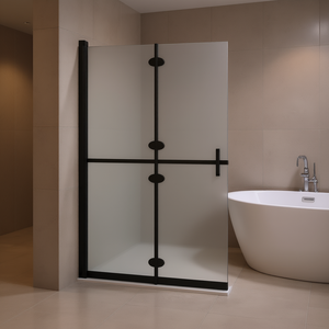Paroi de douche pliable en verre ESG D0100H7WCXX 43.3x74.8 avec cadre, design minimaliste - Product Image 2