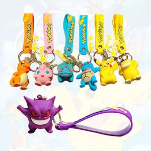 84 types de porte-clés en caoutchouc 3D Anime Pokemoned en PVC, pendentif de dessin animé Pikachu Gengar Charmander Eevee, porte-clés en silicone Pokem - Product Image 1