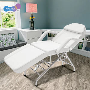 Lettino da Massaggio Portatile per Trattamenti Corpo e Viso con 3 Cassetti Altezza Regolabile Sedia da Estetista Bianca per Salone - Product Image 2