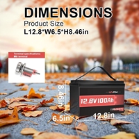 2 Paket Baterai Lithium LiFePO4 12V 100Ah BMS 6000+ Siklus 1280Wh Kelompok 31 Baterai Isi Ulang Densitas Energi Tinggi