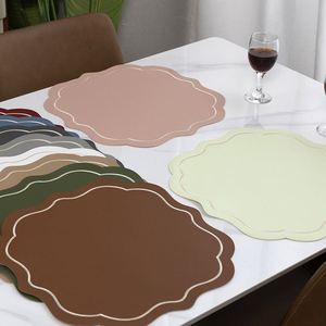 PU Leather Embroidery Waterproof Wedding <b>Placemat</b> <b>Table</b> Mat Place Mats Dining <b>Table</b> Mat - Product Image 2