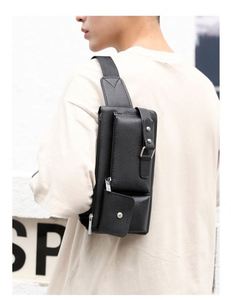 I-0326 Hot Sale Customized Logo Black PU Leather Fashion Unisex Multifunctional Waterproof <b>Summer</b> Spring Waist <b>Bag</b> - Product Image 5
