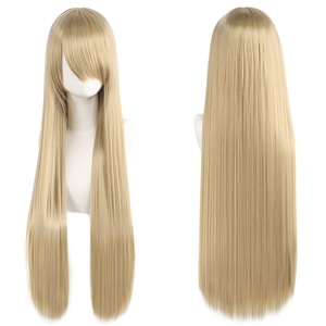 Perruque de cosplay polyvalente 80 cm, <span class=keywords><strong>cheveux</strong></span> synthétiques colorés résistants à la chaleur, fabriqués à la machine, longs et raides, pour costumes de demoiselle d'honneur ; unisexe - Product Image 3