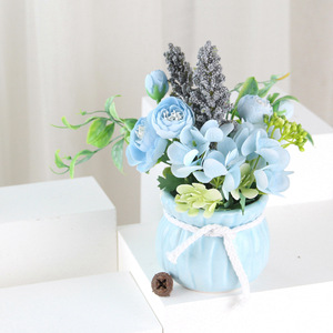 Bonsái de Hortensia Rosa Artificial, Adorno para Ambiente Fresco, para Bodas y Acción de Gracias, Material de Cerámica y Cuerda de Cáñamo en Maceta de Plástico - Product Image 5