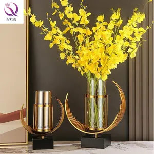 Creative Living Room Table Home Decoration Vases Light Luxury Metal Vases Glass Vases For Wedding Wholesale