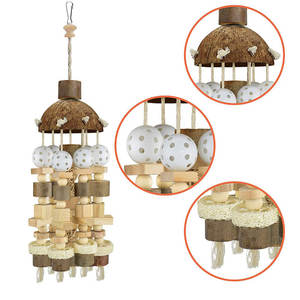 Jouets perroquet rongeur bûche en bois de noix de coco moyen grand perroquet jouets à mâcher - Product Image 5